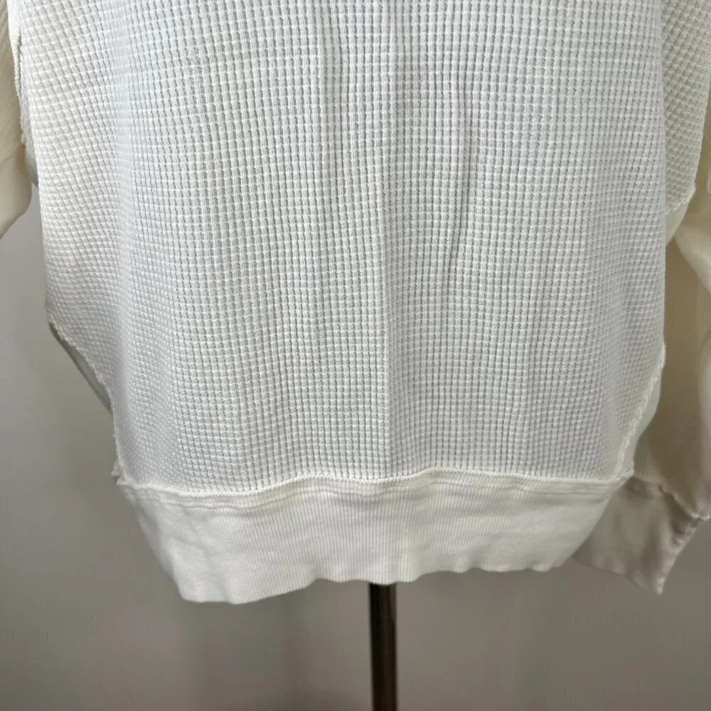 Free‎ People Santa Clara Waffle Knit Thermal Long Sleeve Top in Alabaster White